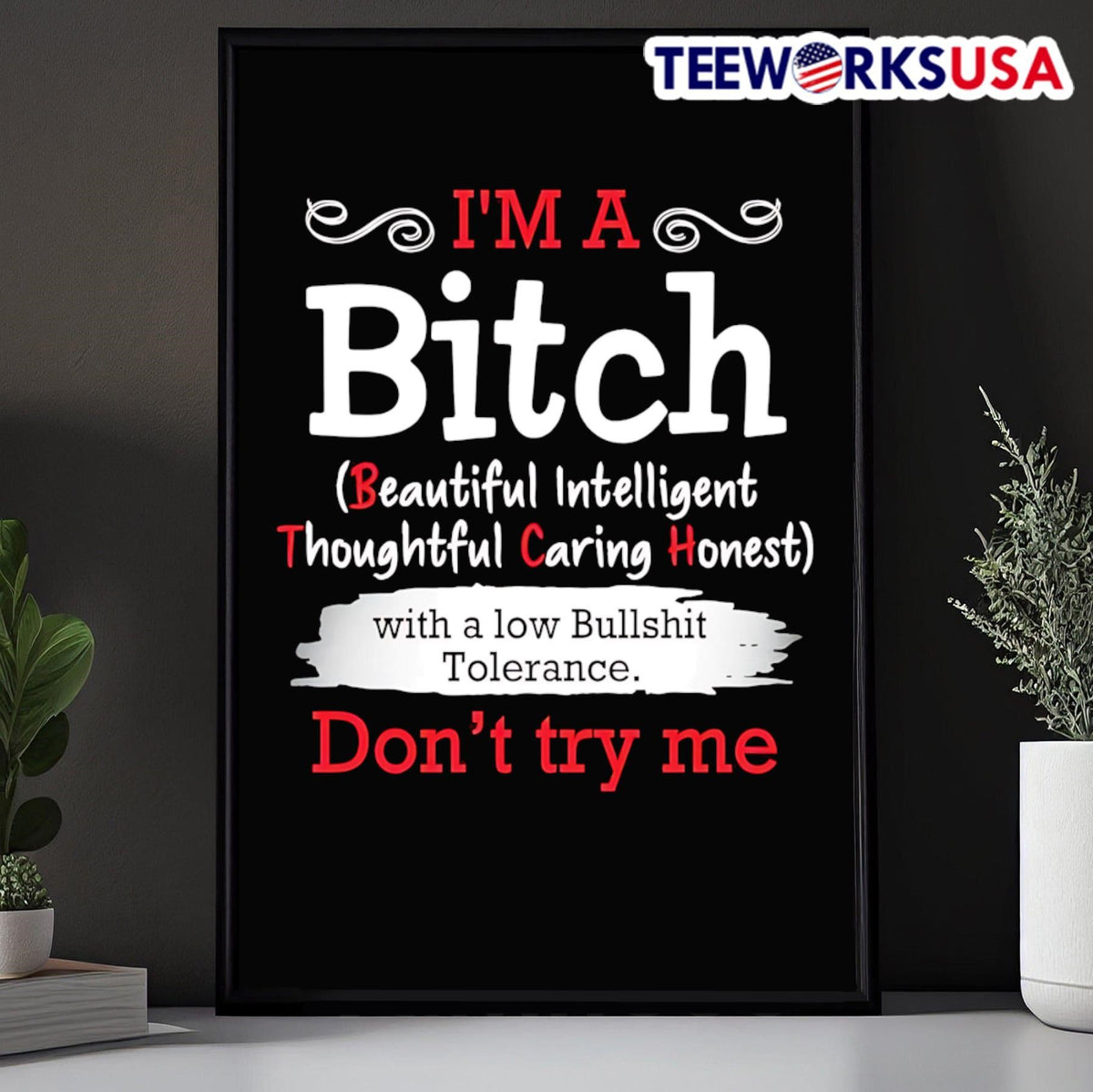 I'm a bitch beautiful intelligent thoughtful caring - Adult & Kids T-Shirts, Sweatshirts & Hoodies apparel design preview 5