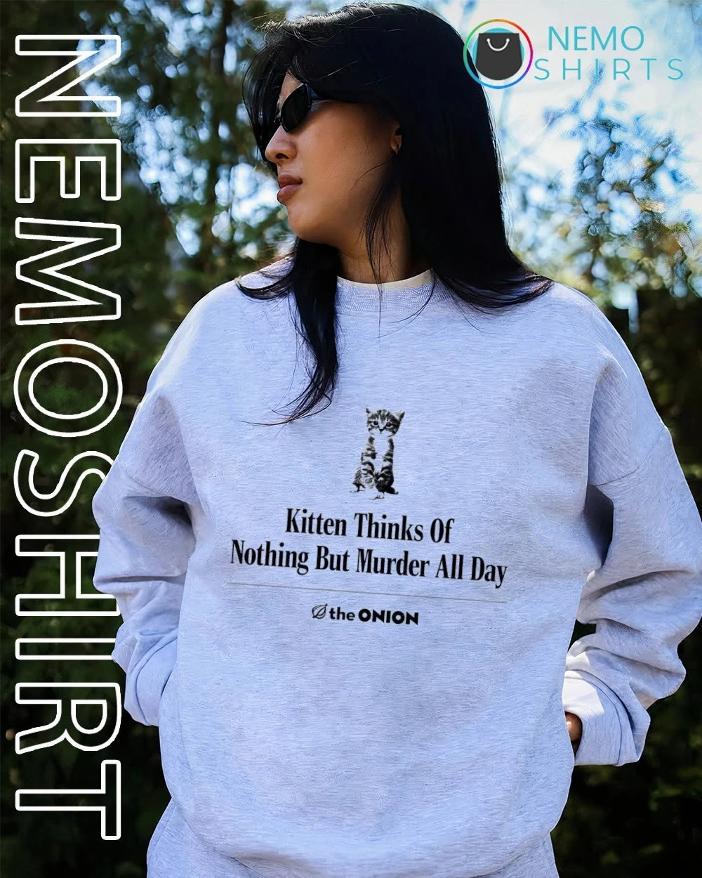 Kitten Thinks of Nothing but Murder All Day The Onion - Adult & Kids T-Shirts, Sweatshirts & Hoodies apparel design preview 2