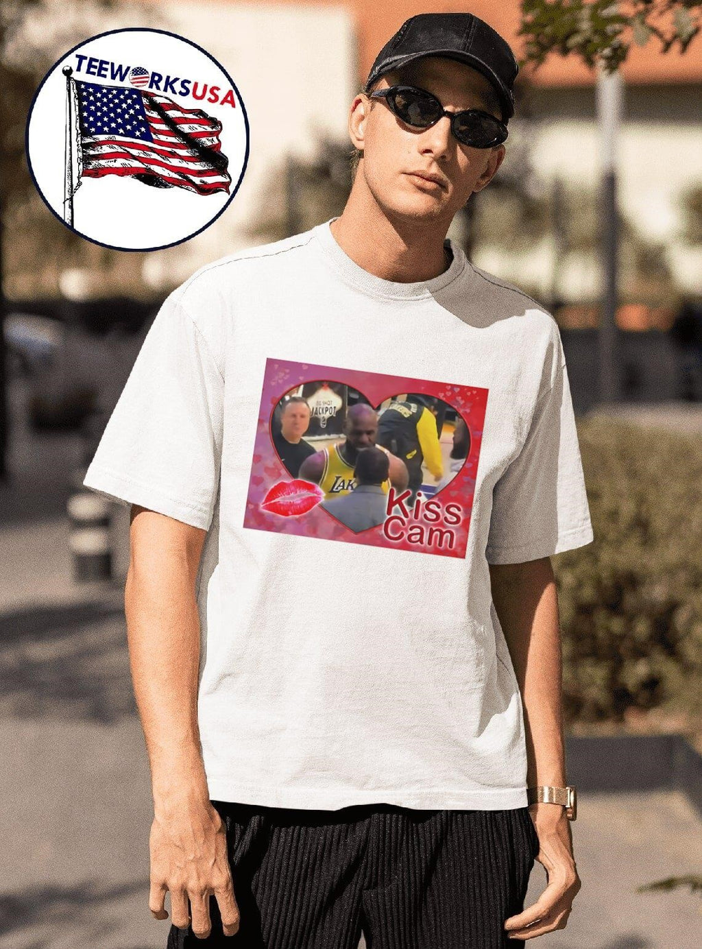 Kiss cam Lebron James and Stephen A Smith - Adult & Kids T-Shirts, Sweatshirts & Hoodies apparel design preview 1