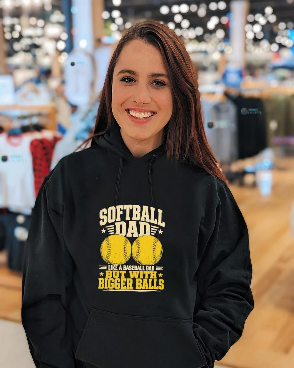 Softball Dad Like a Baseball but with Bigger Balls - Adult & Kids T-Shirts, Sweatshirts & Hoodies apparel design preview 3