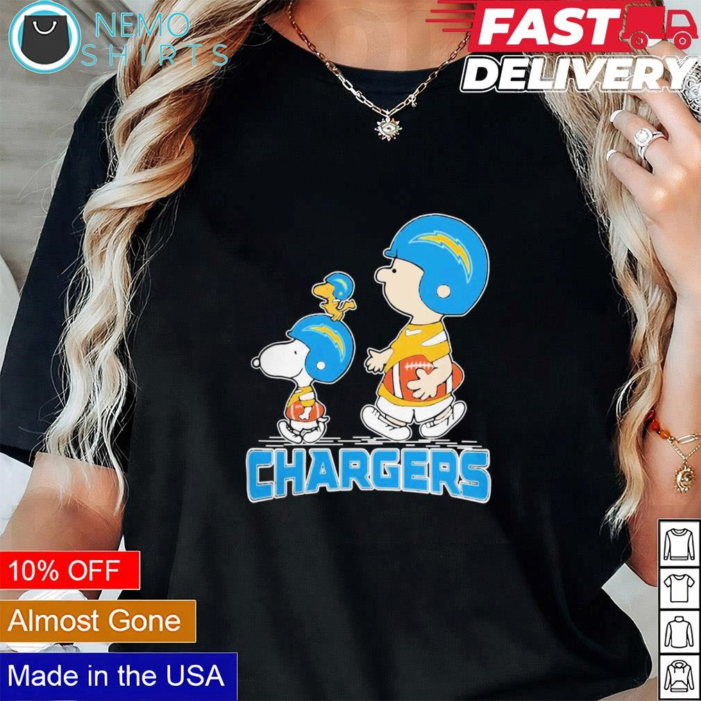 Snoopy and Charlie Brown Los Angeles Chargers - Adult & Kids T-Shirts, Sweatshirts & Hoodies apparel design preview 1