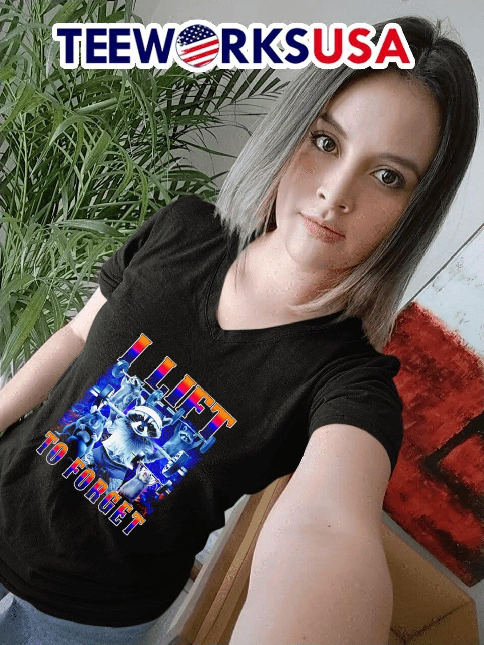 Raccoon I Lift to Forget - Adult & Kids T-Shirts, Sweatshirts & Hoodies apparel design preview 7