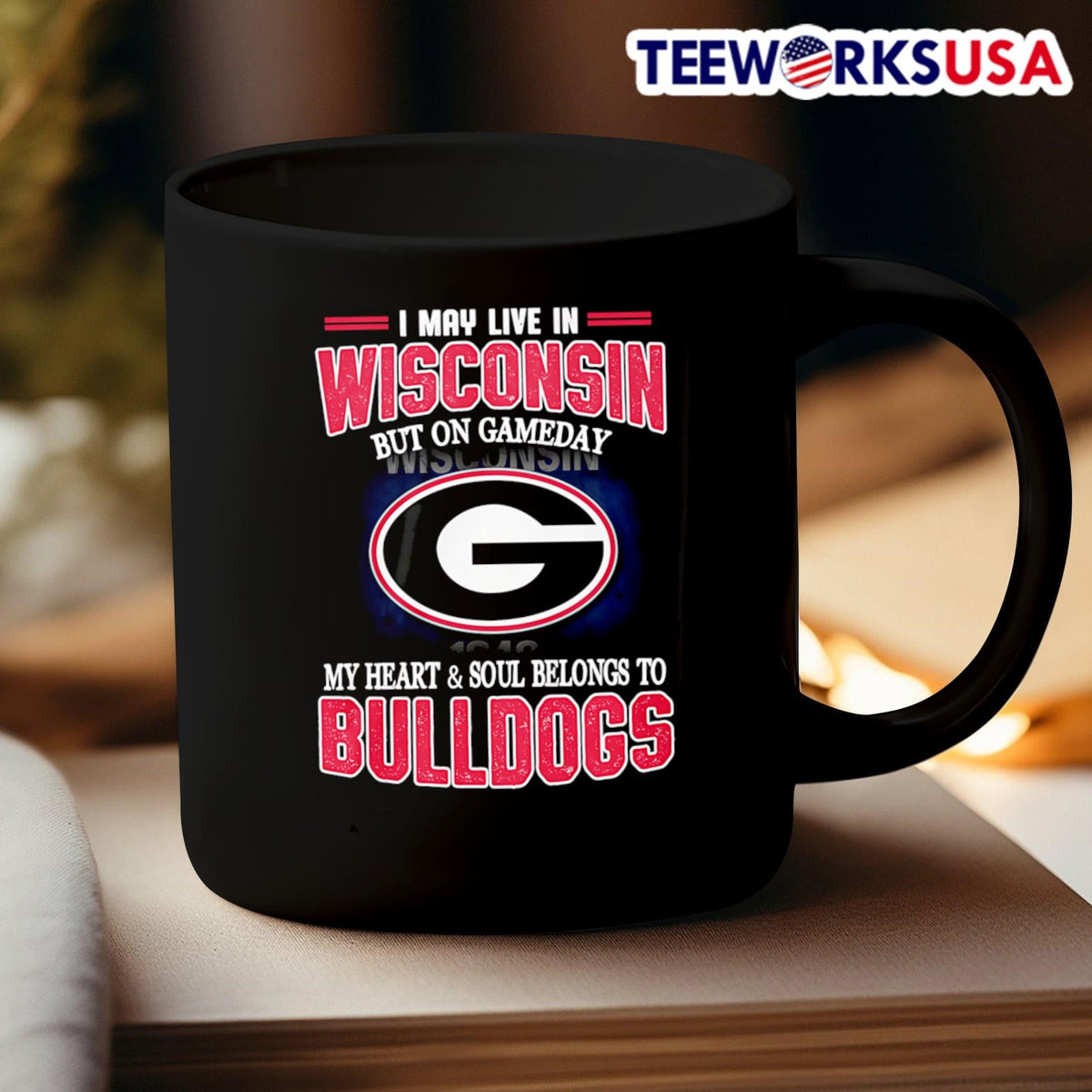 I may live in Wisconsin but on gameday my heart and - Adult & Kids T-Shirts, Sweatshirts & Hoodies apparel design preview 3