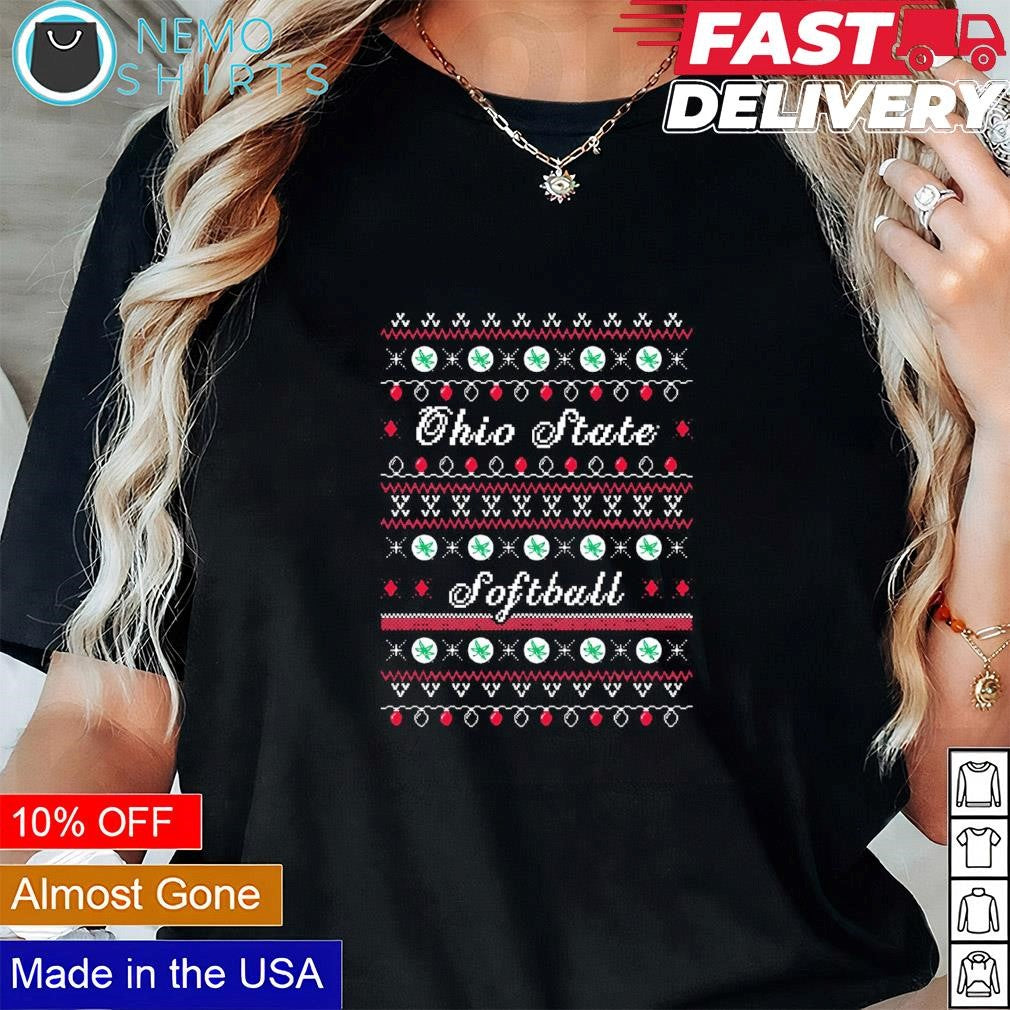 Ohio State Buckeyes softball ugly Christmas - Adult & Kids T-Shirts, Sweatshirts & Hoodies apparel design preview 1