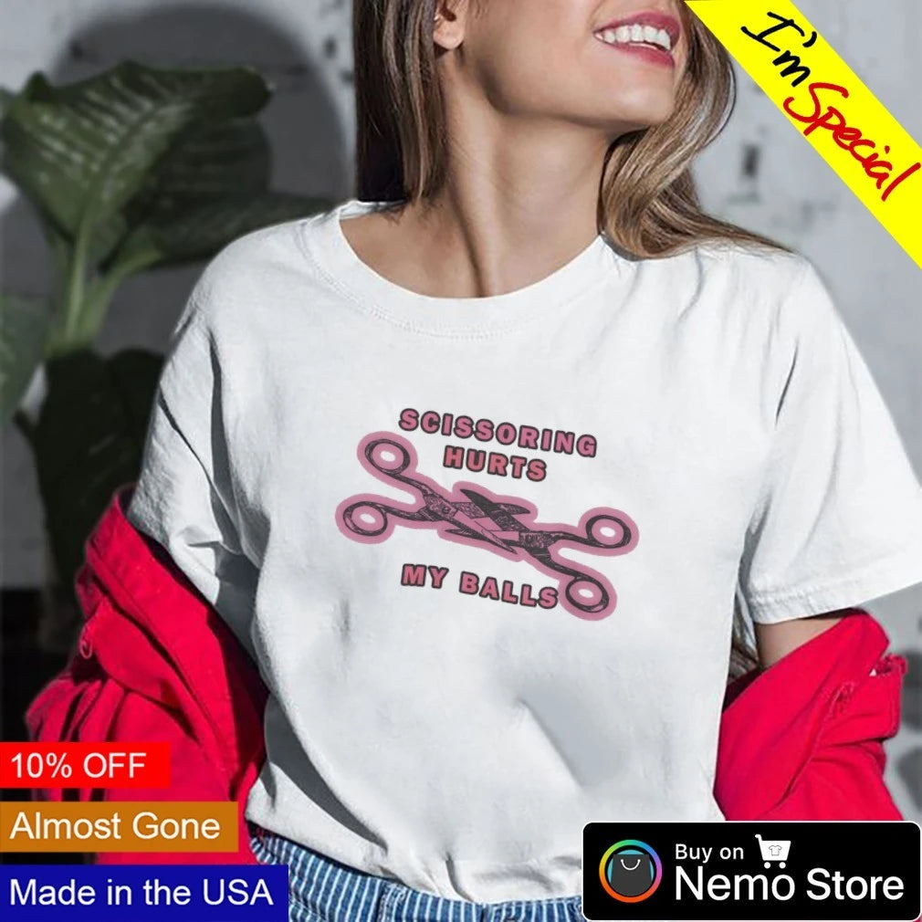 Scissoring Hurts My Balls funny humor slogan - Adult & Kids T-Shirts, Sweatshirts & Hoodies apparel design preview 2