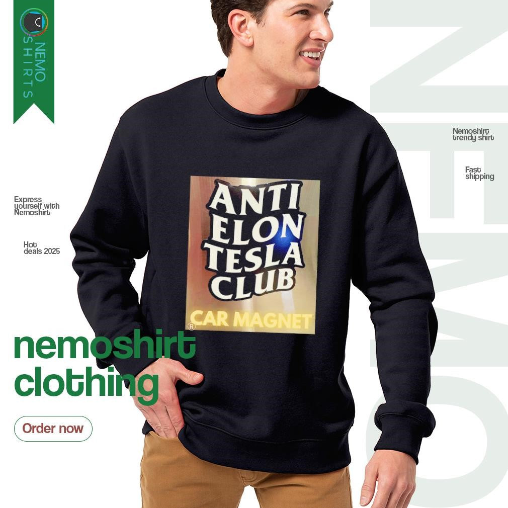 Anti Elon tesla club car magnet - Adult & Kids T-Shirts, Sweatshirts & Hoodies apparel design preview 4