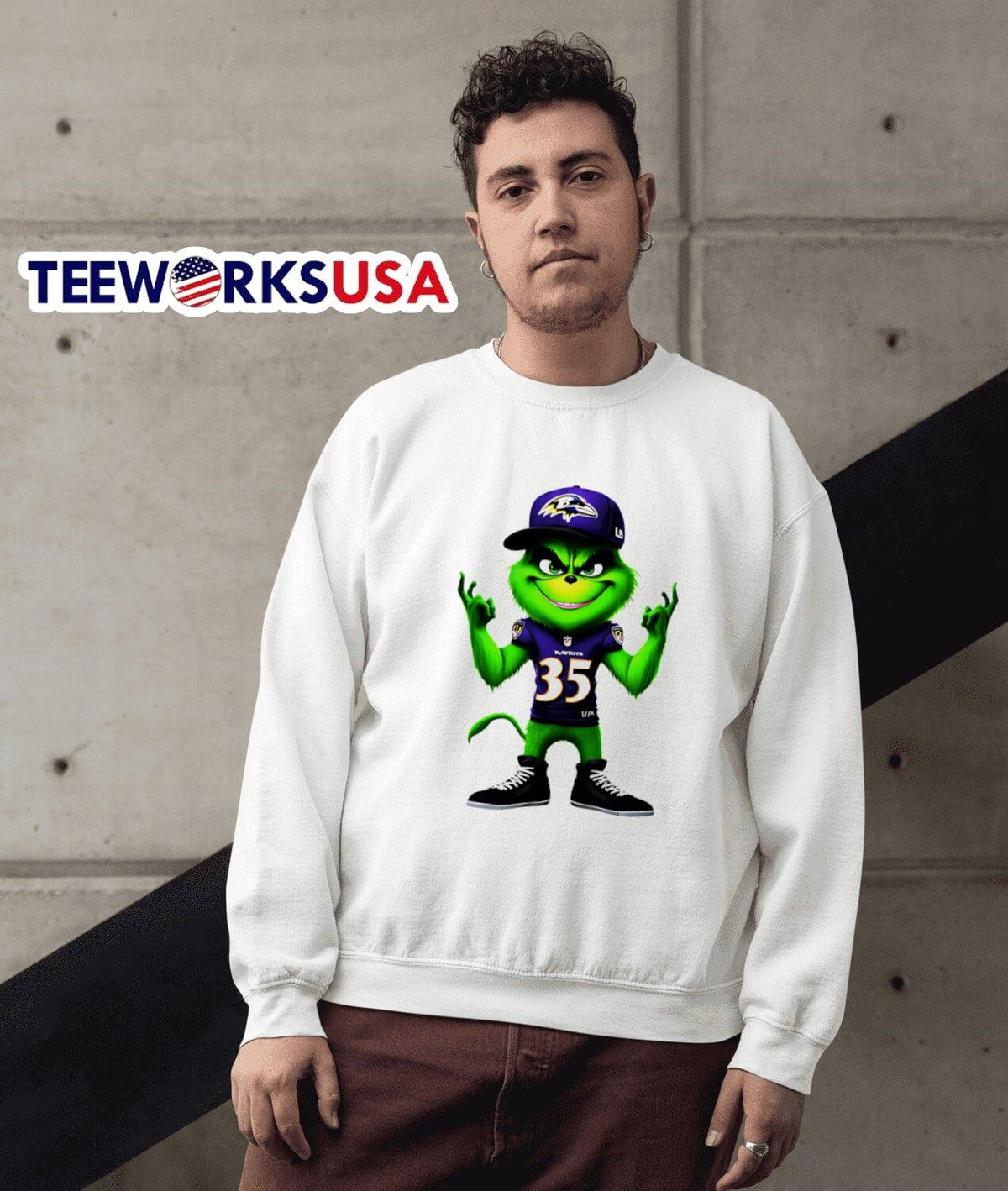 Grinch 35 Michael Rigerman Baltimore Ravens - Adult & Kids T-Shirts, Sweatshirts & Hoodies apparel design preview 5