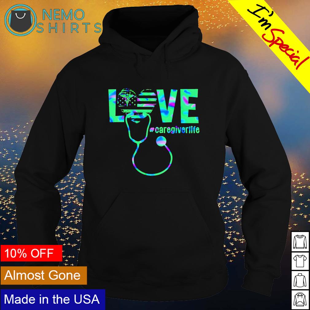 Love caregiver life american flag - Adult & Kids T-Shirts, Sweatshirts & Hoodies apparel design preview 2