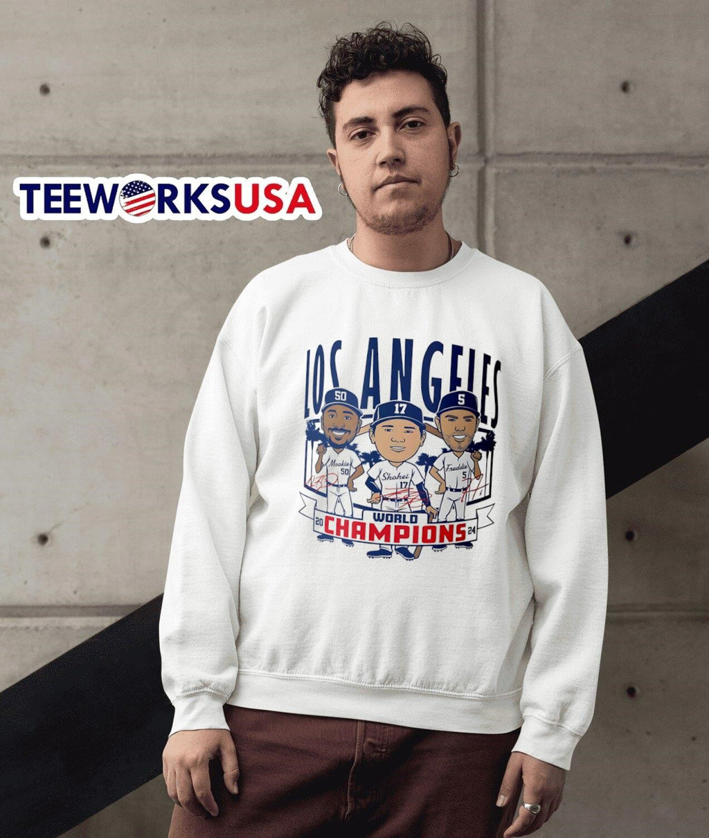 Dodgers 2024 World Champions Caricatures cartoon - Adult & Kids T-Shirts, Sweatshirts & Hoodies apparel design preview 3