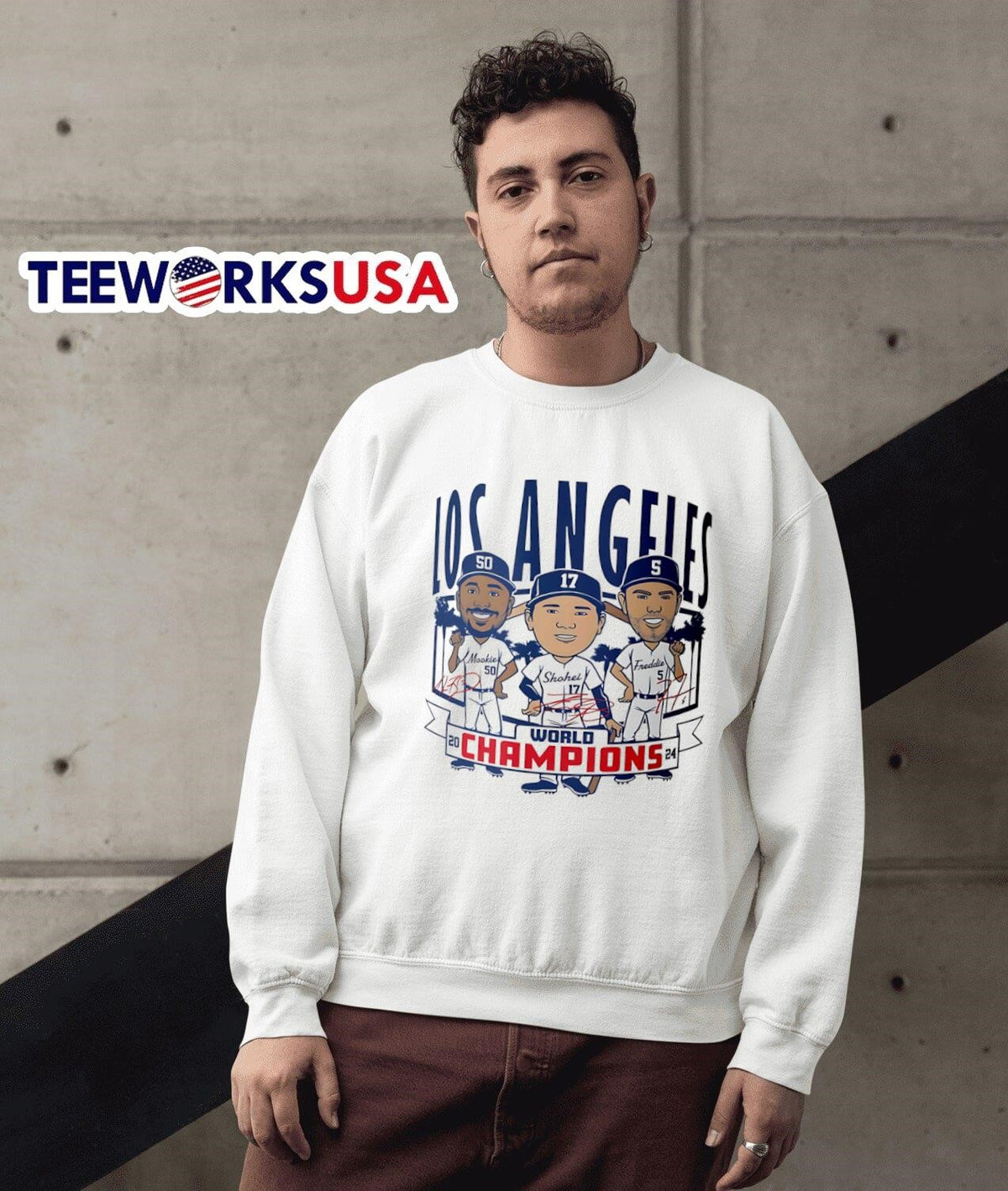 Dodgers 2024 World Champions Caricatures cartoon - Adult & Kids T-Shirts, Sweatshirts & Hoodies apparel design preview 3