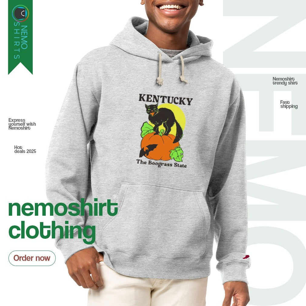 Kentucky the boograss state black cat pumpkin - Adult & Kids T-Shirts, Sweatshirts & Hoodies apparel design preview 2