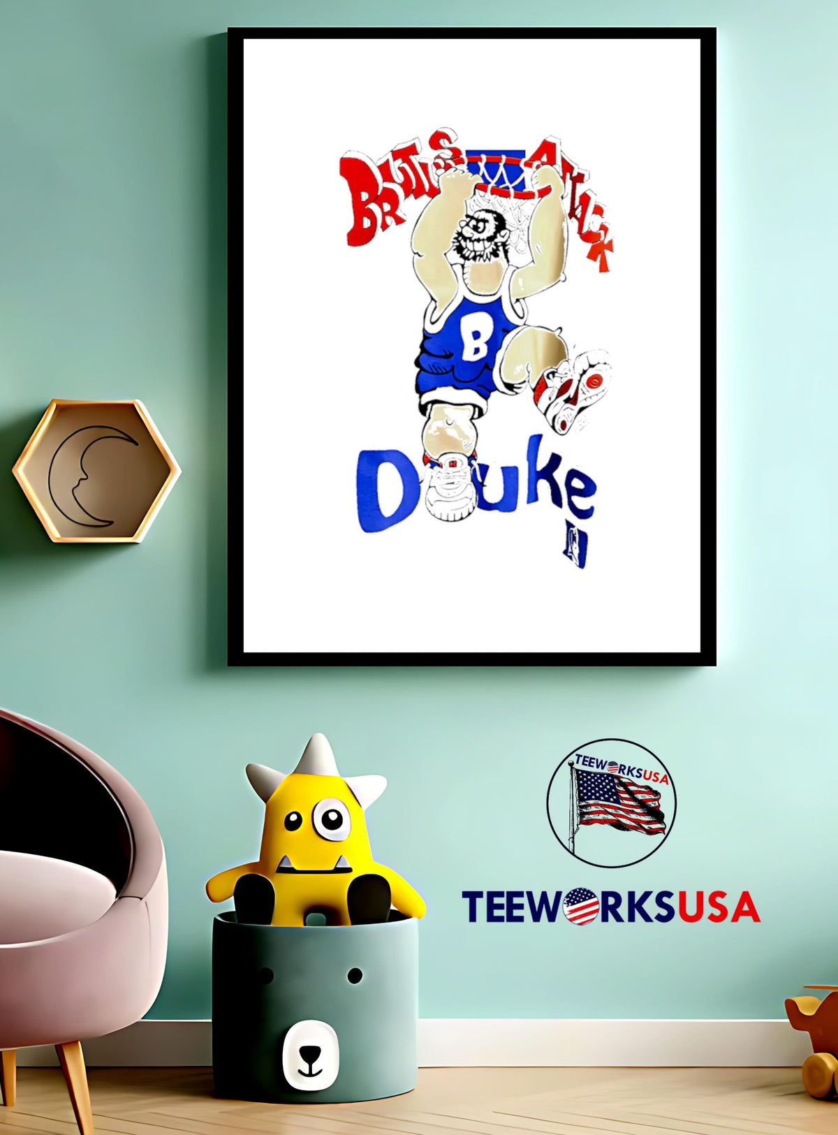 Popeye Brutus Attacks Duke University Blue Devils - Adult & Kids T-Shirts, Sweatshirts & Hoodies apparel design preview 3