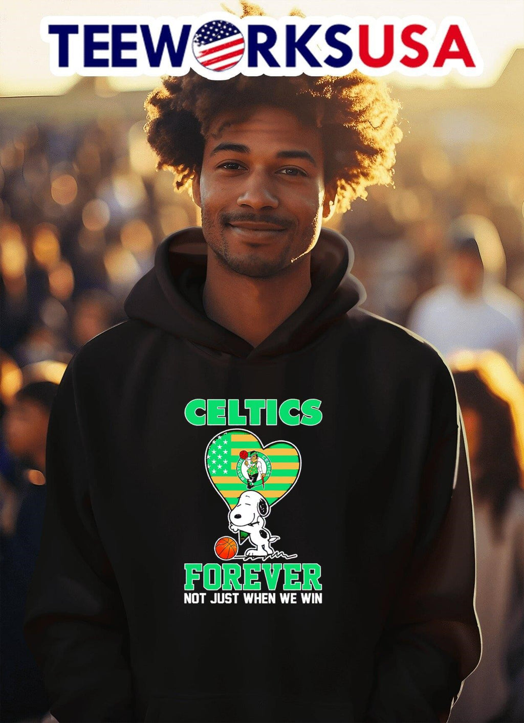 Snoopy hug heart Boston Celtics forever not just when - Adult & Kids T-Shirts, Sweatshirts & Hoodies apparel design preview 2