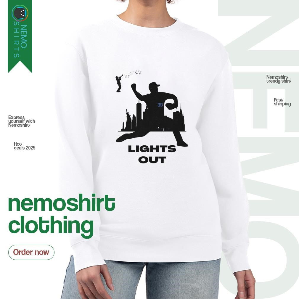 Lights out Edwin Diaz New York Mets baseball trumpet - Adult & Kids T-Shirts, Sweatshirts & Hoodies apparel design preview 4