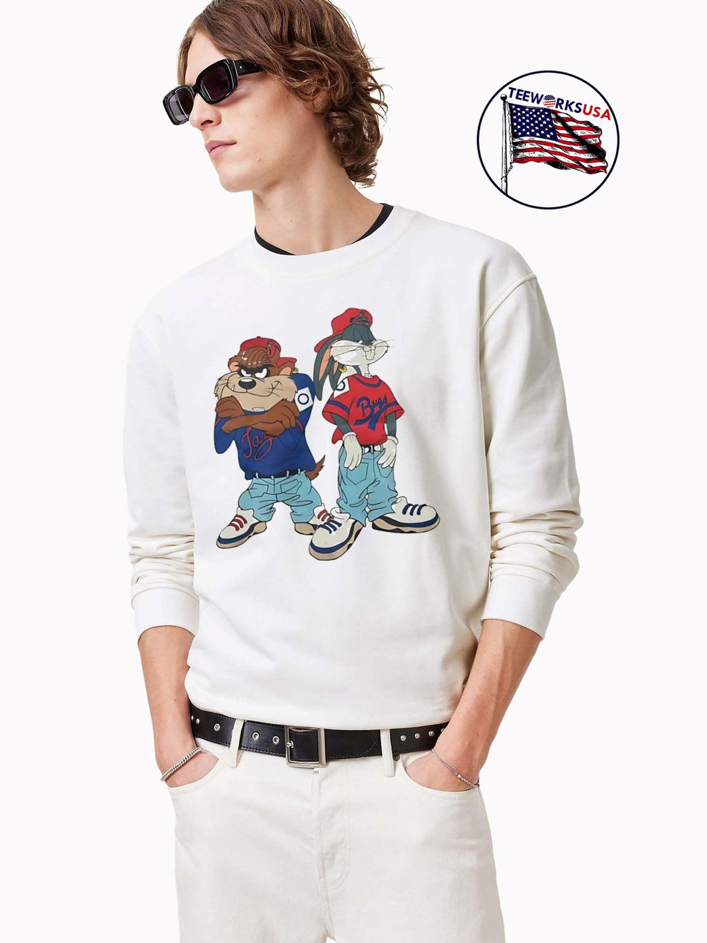 Looney Tunes Bugs Bunny and Tasmanian Devil hip-hop - Adult & Kids T-Shirts, Sweatshirts & Hoodies apparel design preview 3