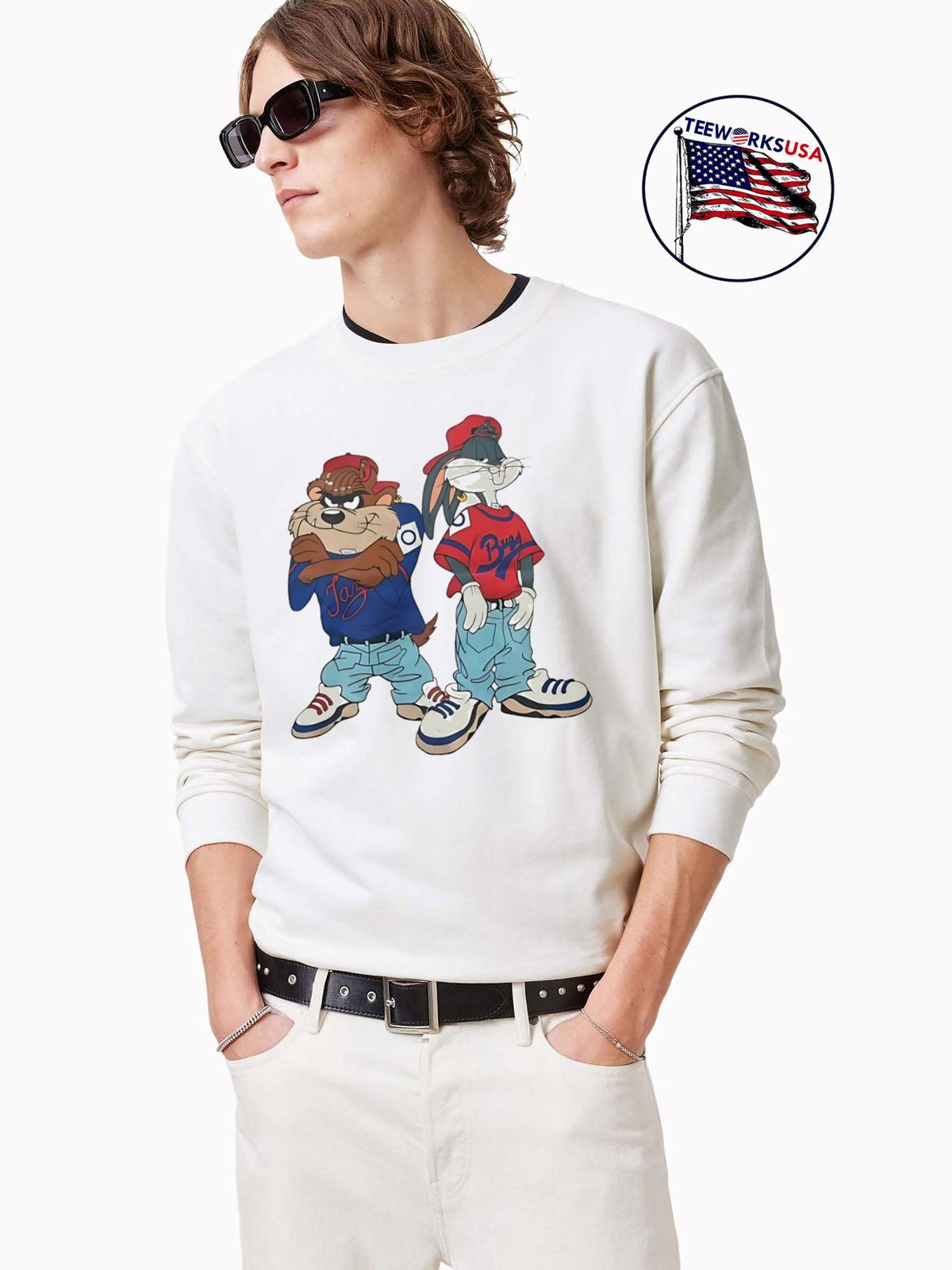Looney Tunes Bugs Bunny and Tasmanian Devil hip-hop - Adult & Kids T-Shirts, Sweatshirts & Hoodies apparel design preview 3