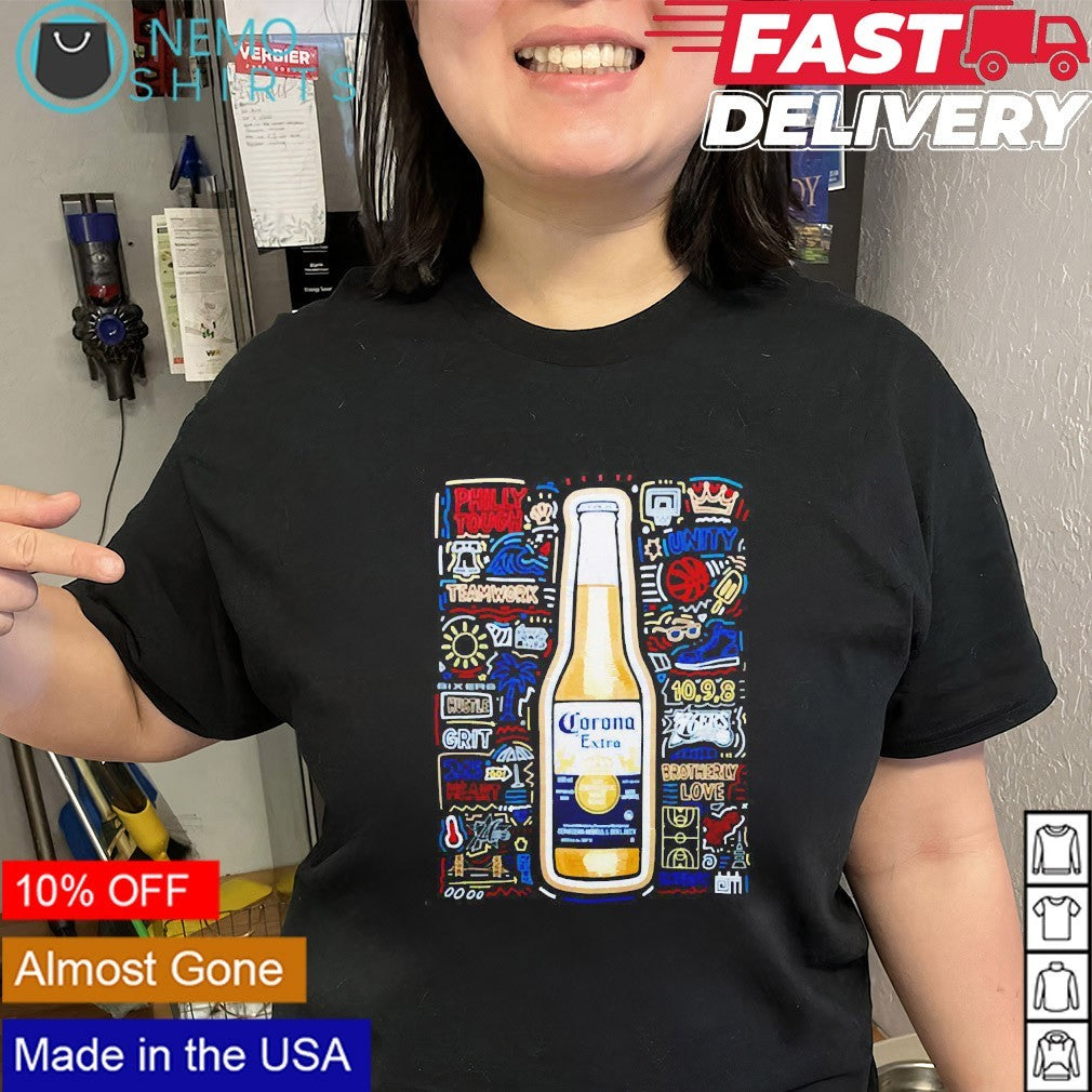 Philadelphia 76ers Corona Extra beer Philly tough - Adult & Kids T-Shirts, Sweatshirts & Hoodies apparel design preview 3