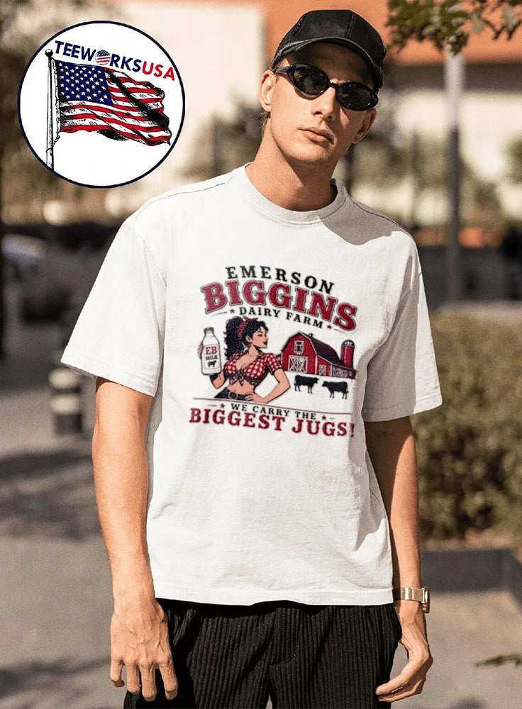 We Carry The Biggest Jugs Emerson Biggins Dairy Farm - Adult & Kids T-Shirts, Sweatshirts & Hoodies apparel design preview 1