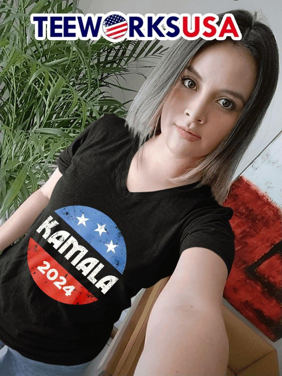 Kamala Harris 2024 Election retro logo - Adult & Kids T-Shirts, Sweatshirts & Hoodies apparel design preview 4