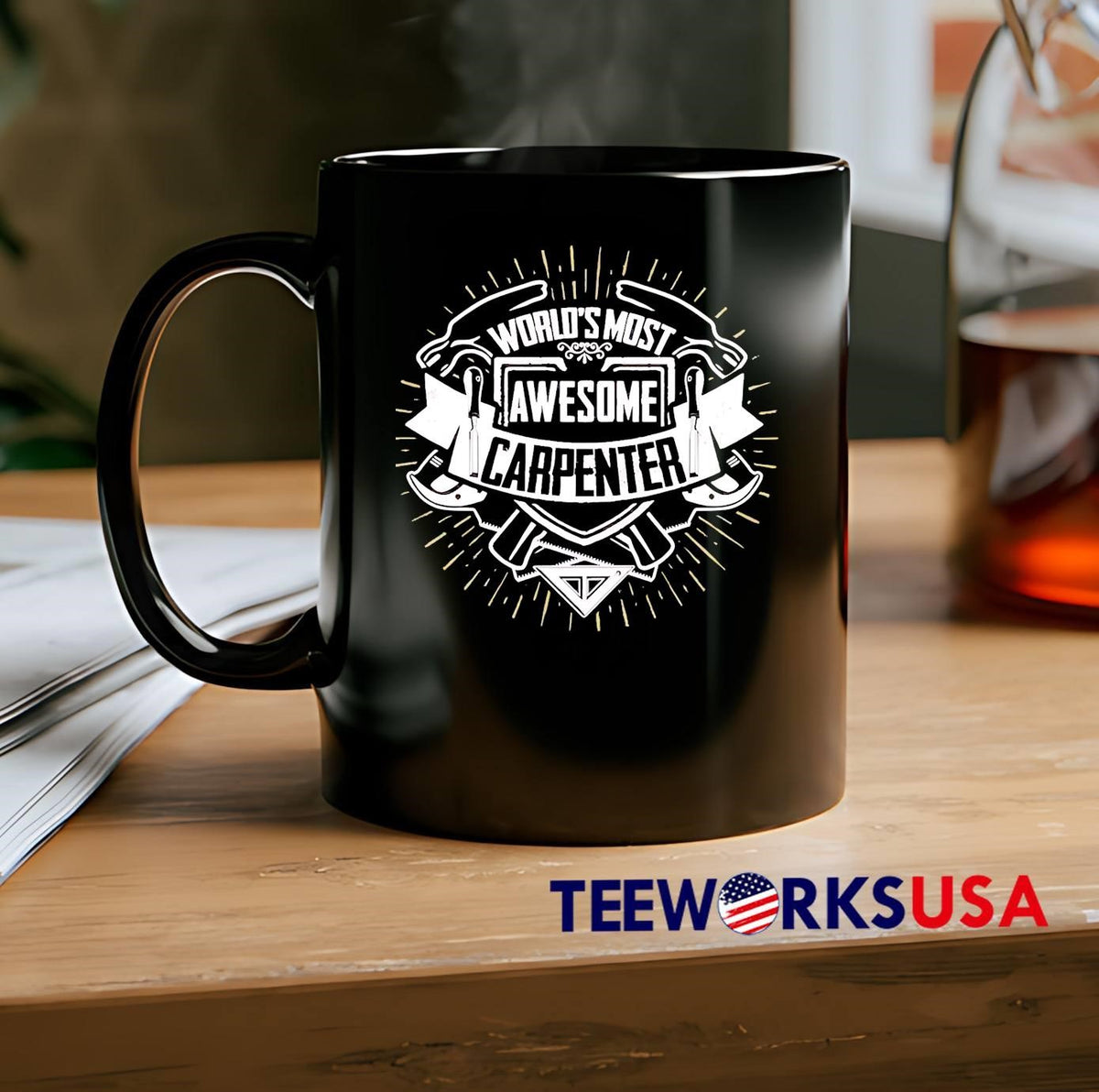 World's Most Awesome Carpenter logo - Adult & Kids T-Shirts, Sweatshirts & Hoodies apparel design preview 2