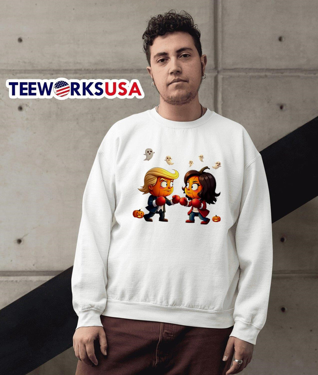 Halloween Fight Trump and Kamala cartoon - Adult & Kids T-Shirts, Sweatshirts & Hoodies apparel design preview 3