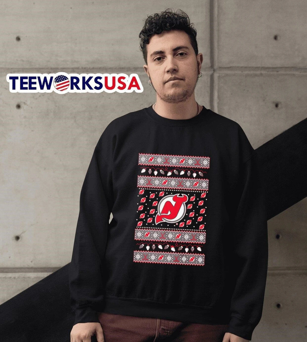 New Jersey Devils Holiday Lights - Adult & Kids T-Shirts, Sweatshirts & Hoodies apparel design preview 6