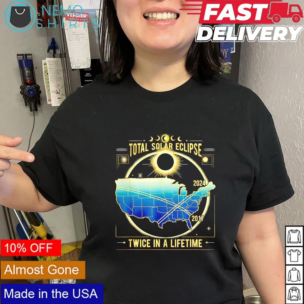 Total Solar Eclipse twice in a lifetime 2017 2024 - Adult & Kids T-Shirts, Sweatshirts & Hoodies apparel design preview 1