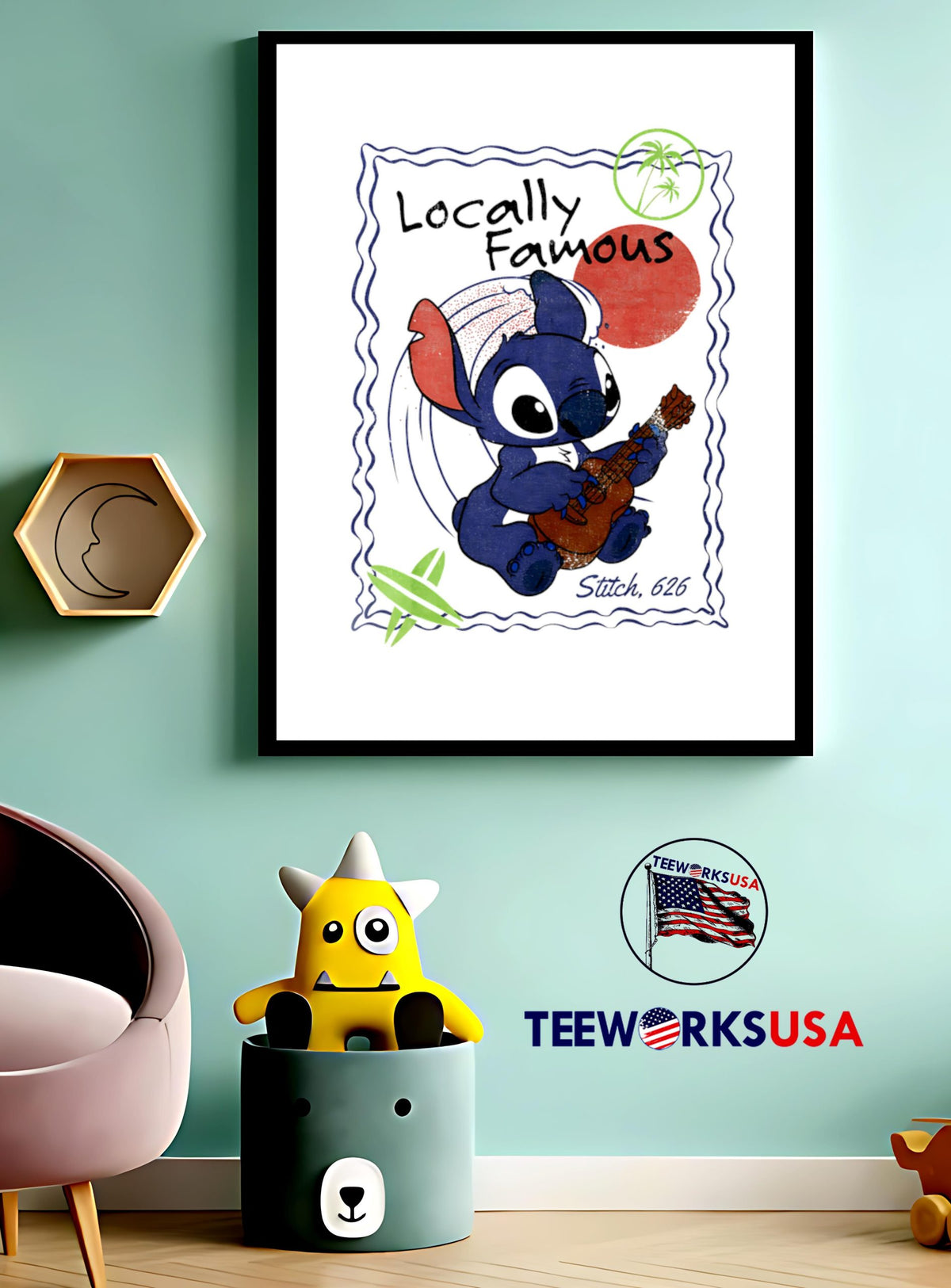 Stitch Locally Famous guitar - Adult & Kids T-Shirts, Sweatshirts & Hoodies apparel design preview 3