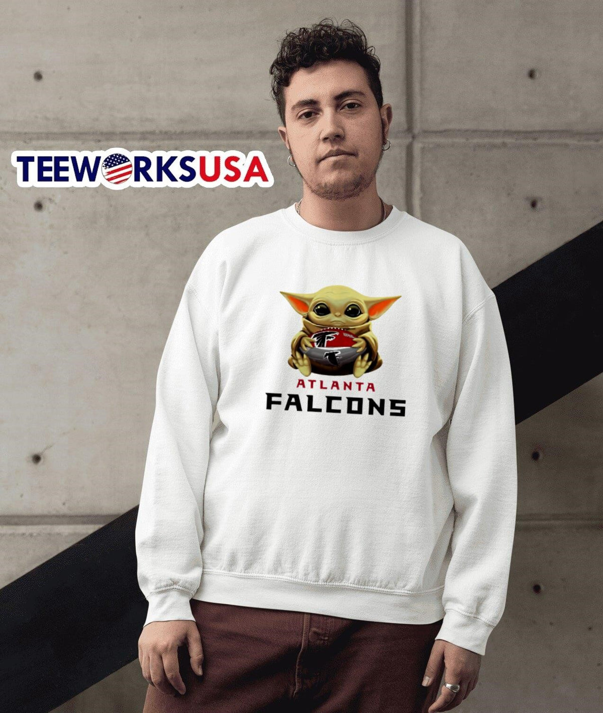 Atlanta Falcons score a touchdown with baby Yoda - Adult & Kids T-Shirts, Sweatshirts & Hoodies apparel design preview 3