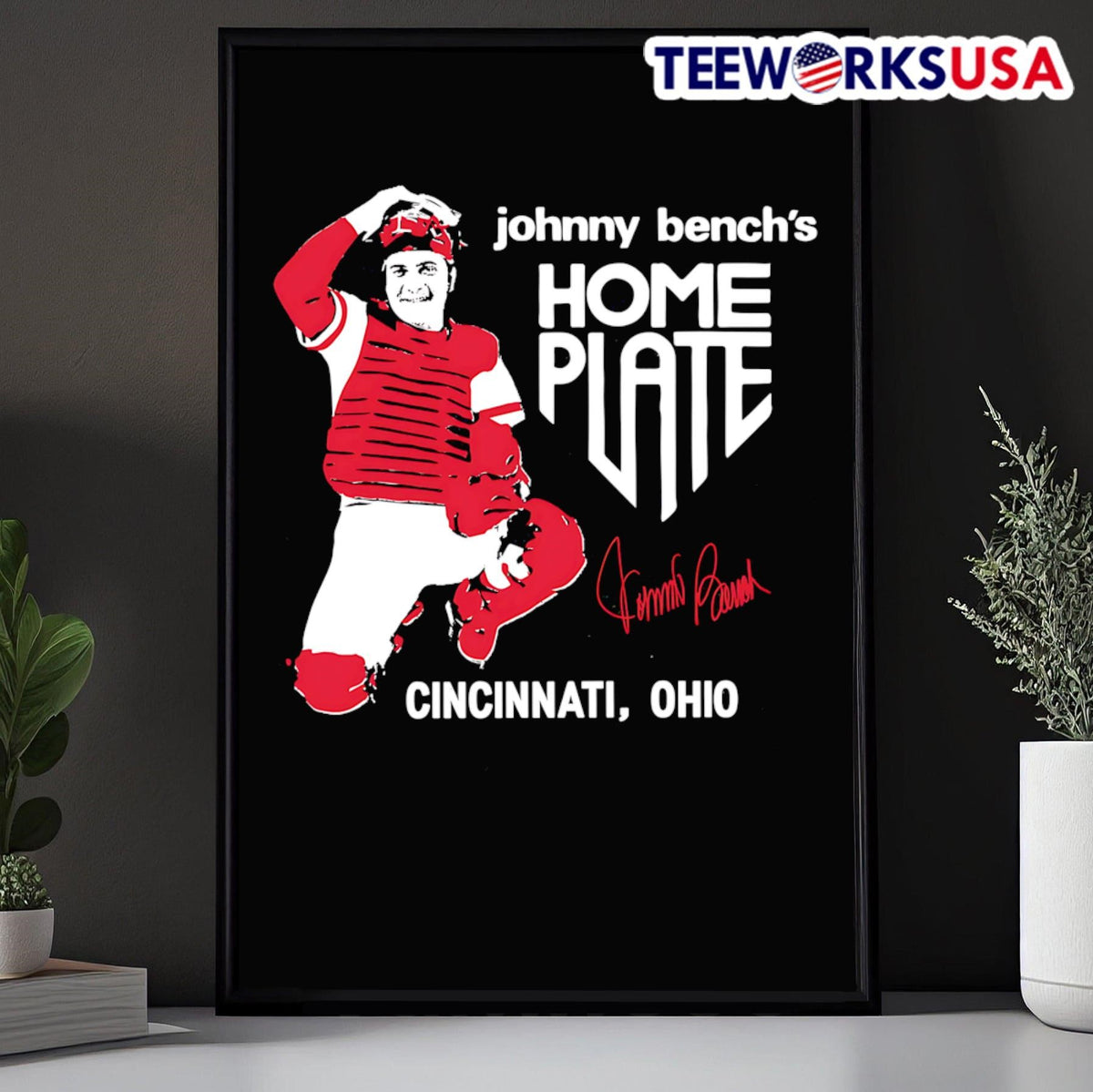 Johnny Bench's Home Plate Restaurant - Adult & Kids T-Shirts, Sweatshirts & Hoodies apparel design preview 5