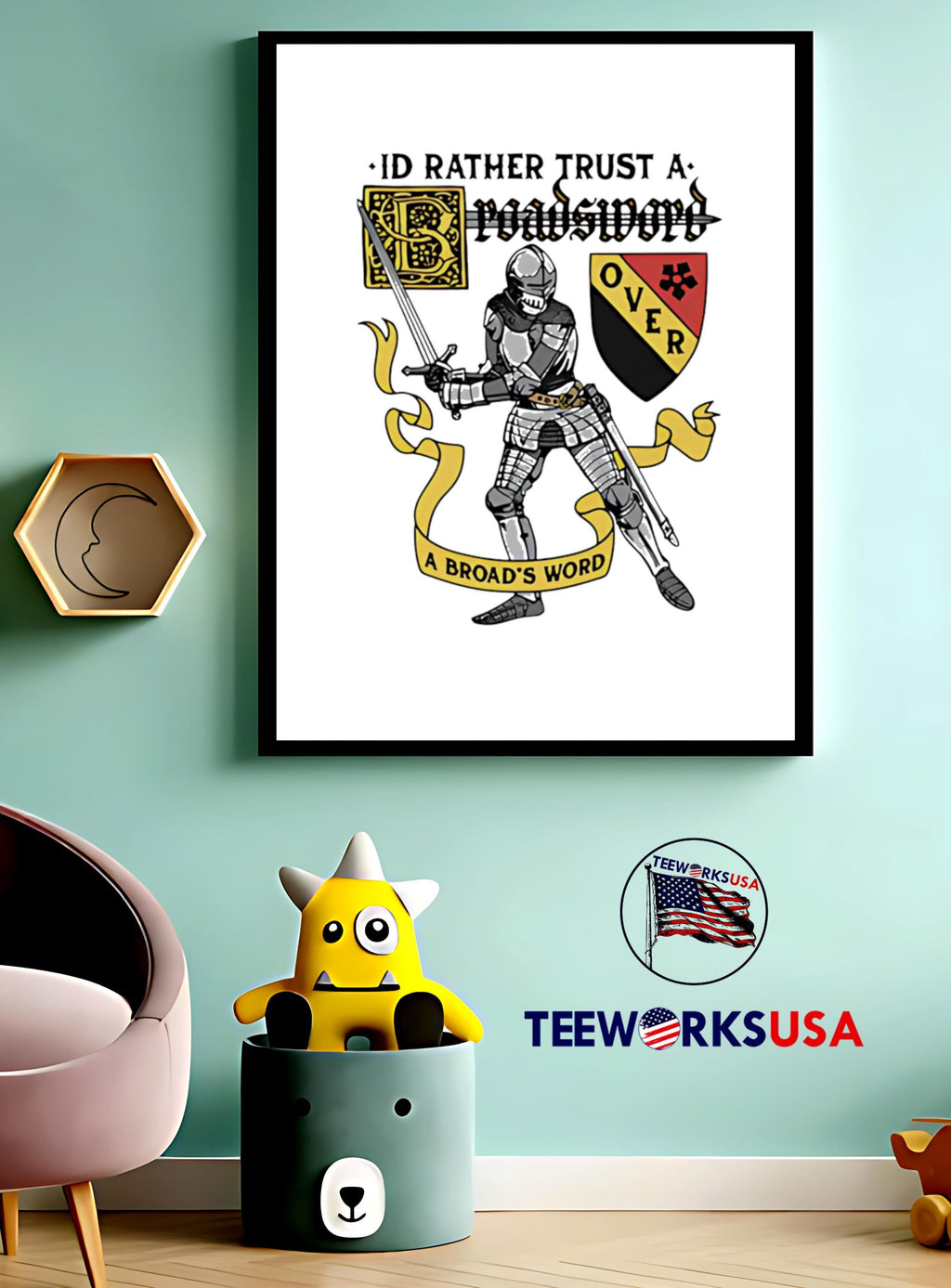 I'd Rather Trust A Broadsword Than AN - Adult & Kids T-Shirts, Sweatshirts & Hoodies apparel design preview 3