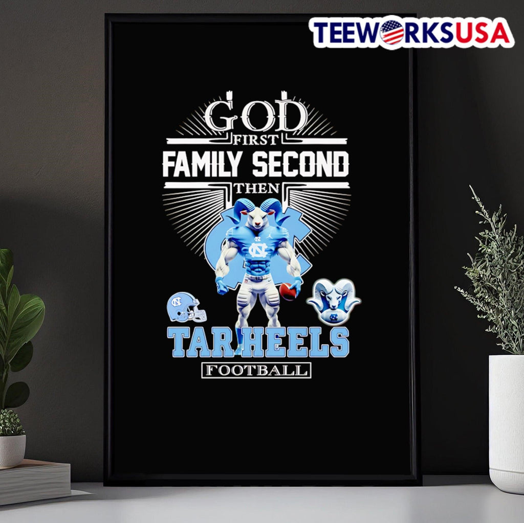 God first family second then Tar Heels football - Adult & Kids T-Shirts, Sweatshirts & Hoodies apparel design preview 5