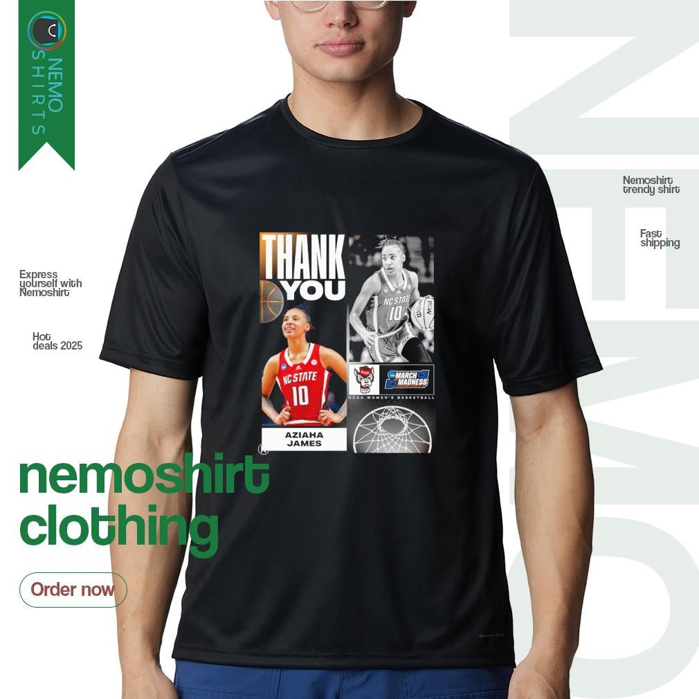 Aziaha James NC State Wolfpack thank you 2025 March - Adult & Kids T-Shirts, Sweatshirts & Hoodies apparel design preview 1