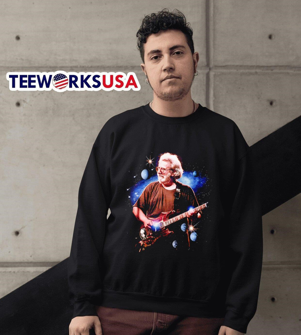 Jerry Garcia playing guitar space - Adult & Kids T-Shirts, Sweatshirts & Hoodies apparel design preview 6