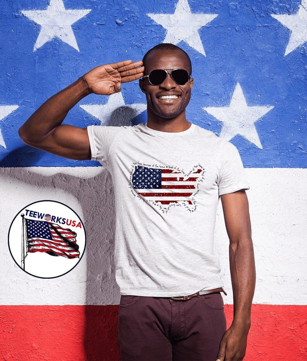 Faux Sequin America Map Land Of The Free - Adult & Kids T-Shirts, Sweatshirts & Hoodies apparel design preview 1