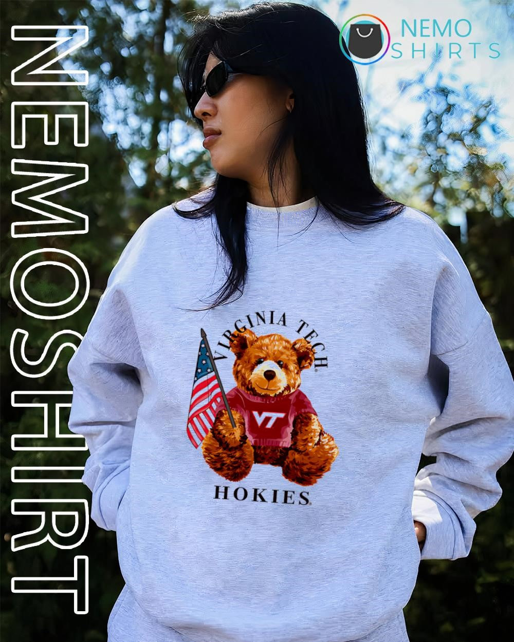 All-American Teddi wearing Virginia Tech Hokies - Adult & Kids T-Shirts, Sweatshirts & Hoodies apparel design preview 2