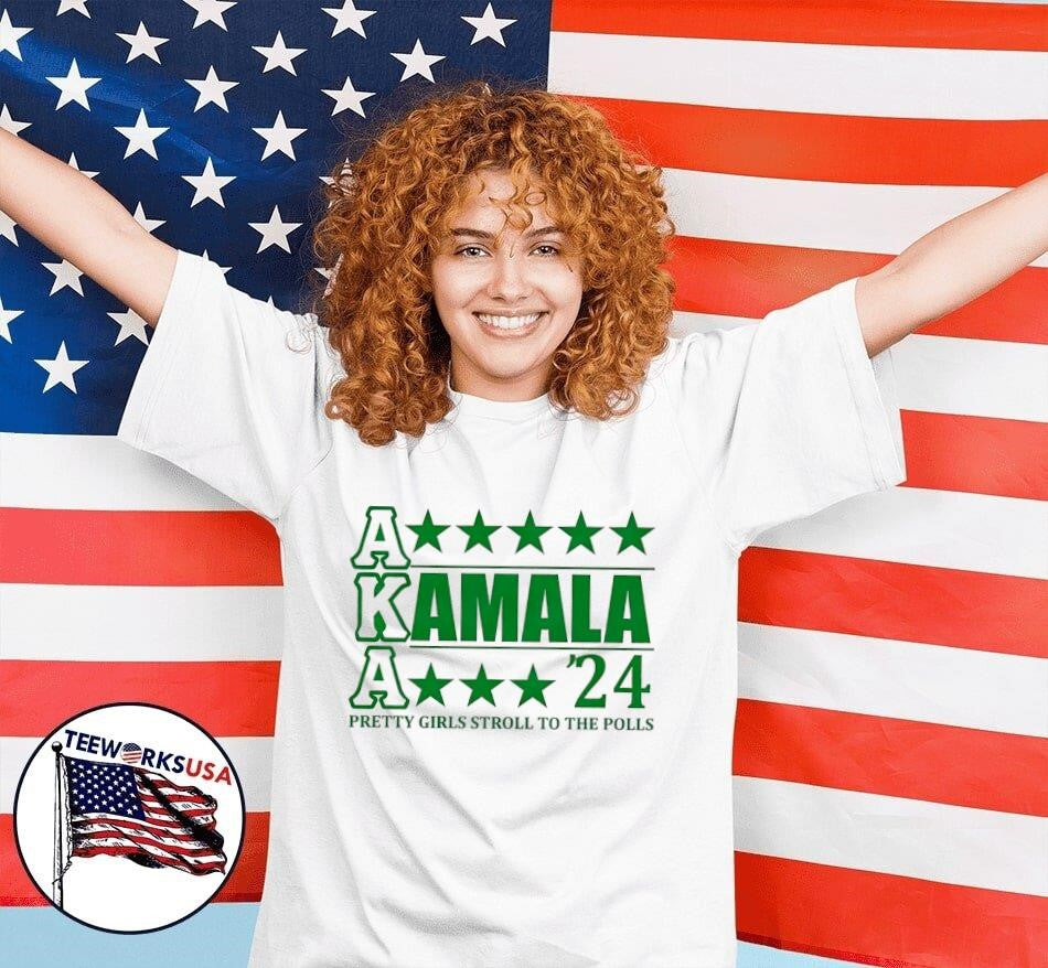 Kamala '24 aka pretty girls stroll to the polls - Adult & Kids T-Shirts, Sweatshirts & Hoodies apparel design preview 4