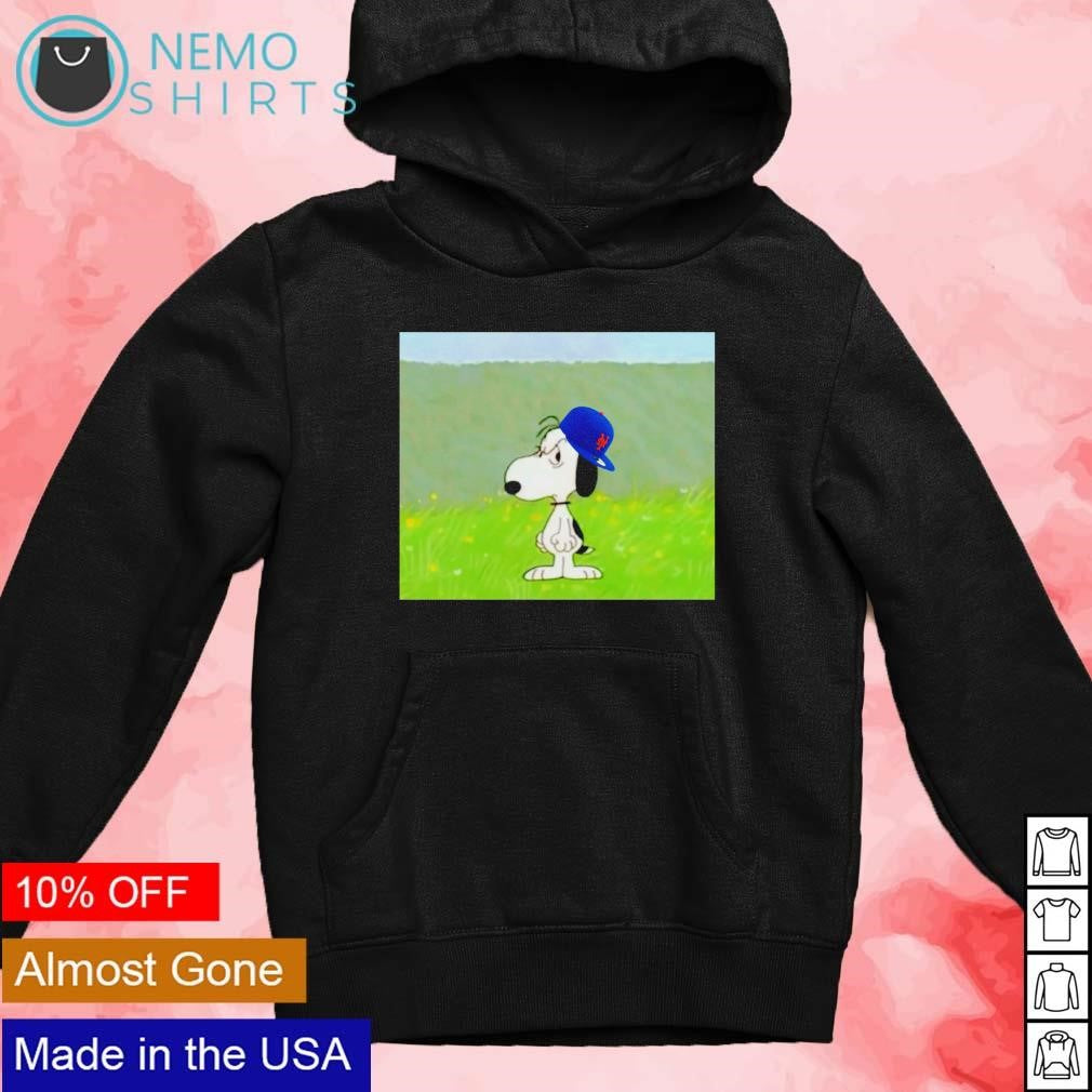Grumpy Snoopy with New York Mets cap - Adult & Kids T-Shirts, Sweatshirts & Hoodies apparel design preview 4