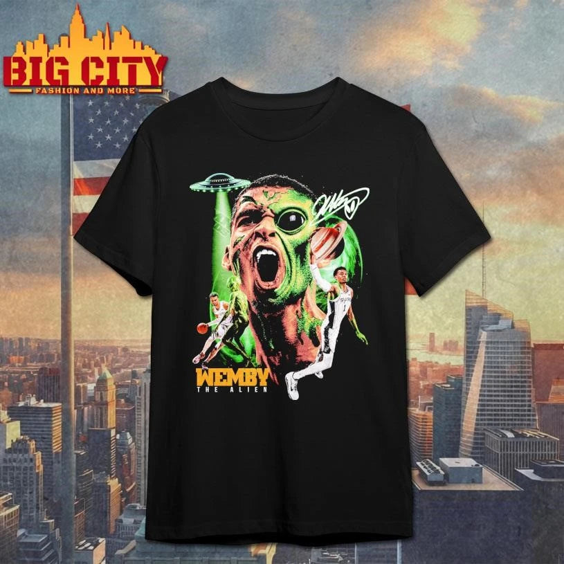 Victor Wembanyama Wemby The Alien Signature Graphic - Adult & Kids T-Shirts, Sweatshirts & Hoodies apparel design preview 1
