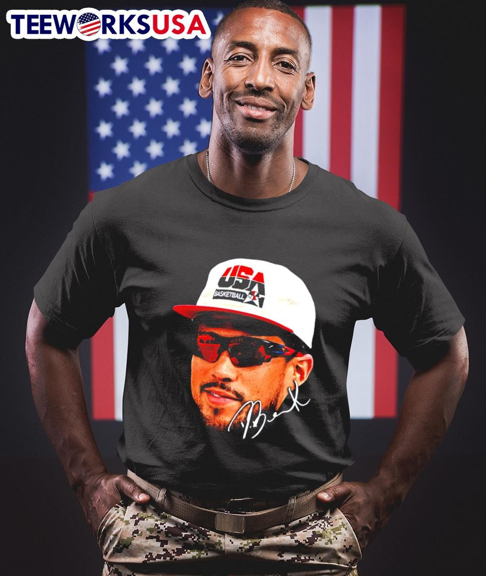 Devin Booker USA basketball big head signature - Adult & Kids T-Shirts, Sweatshirts & Hoodies apparel design preview 1