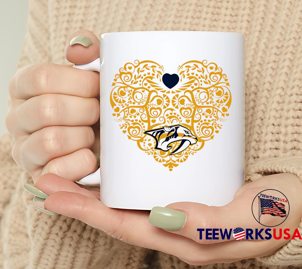 Nashville Predators Floral Pattern Heart logo - Adult & Kids T-Shirts, Sweatshirts & Hoodies apparel design preview 6