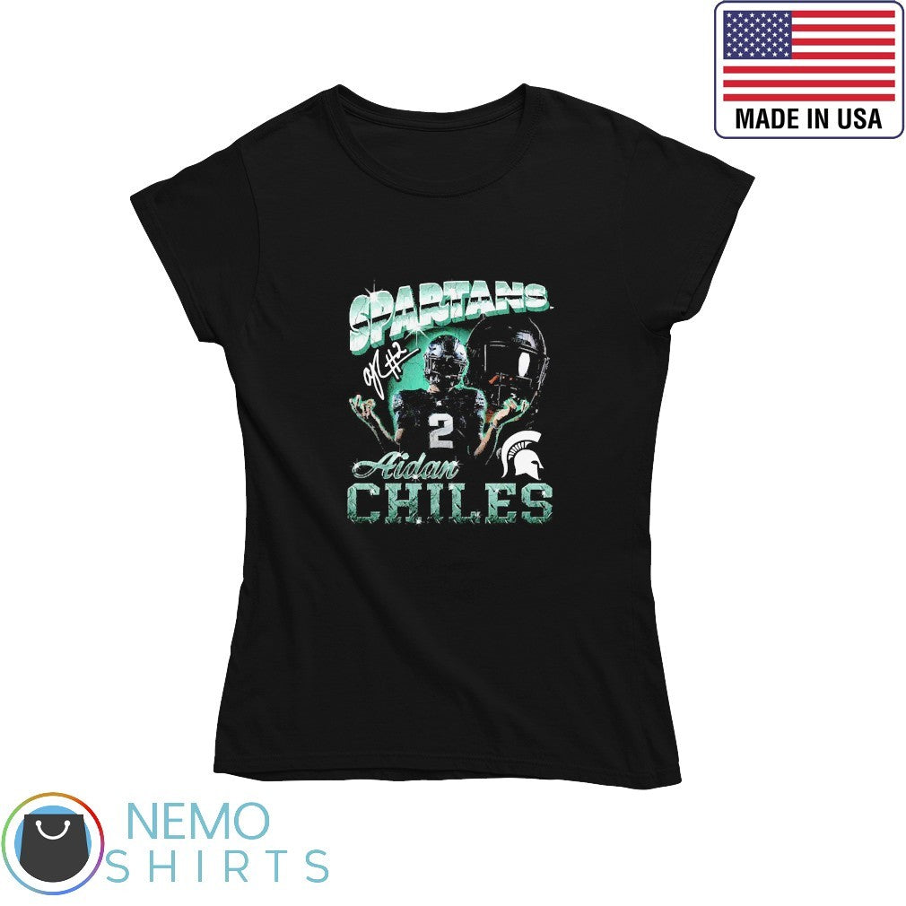 Aidan Chiles Michigan State Spartans signature retro - Adult & Kids T-Shirts, Sweatshirts & Hoodies apparel design preview 4
