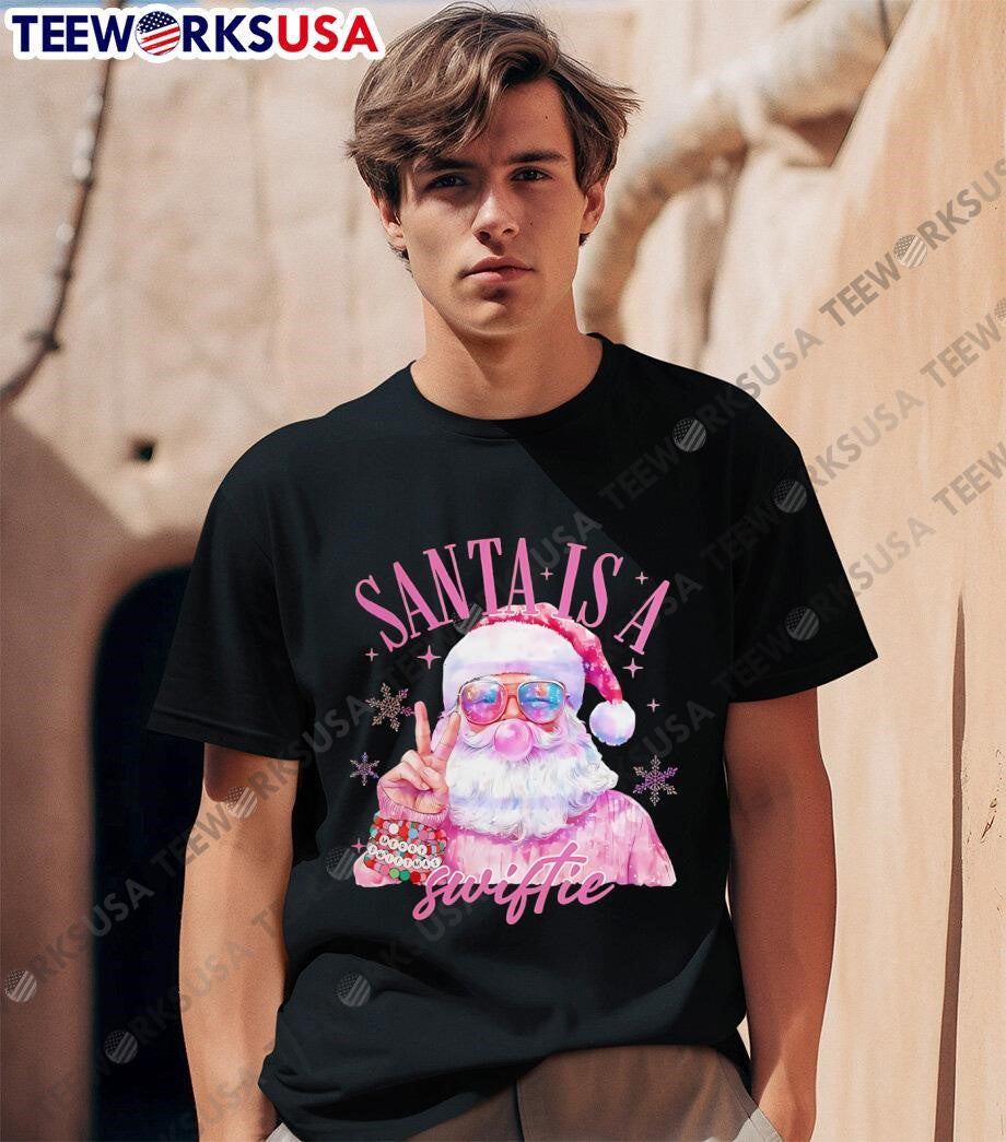 Santa Is A Swiftie Pink Christmas Claus - Adult & Kids T-Shirts, Sweatshirts & Hoodies apparel design preview 1
