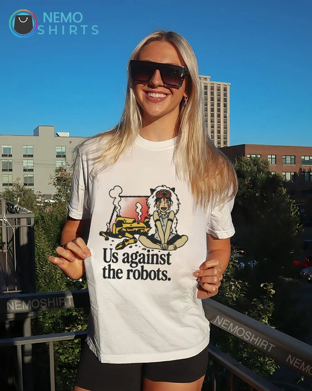 Princess Mononoke us against the robots - Adult & Kids T-Shirts, Sweatshirts & Hoodies apparel design preview 7