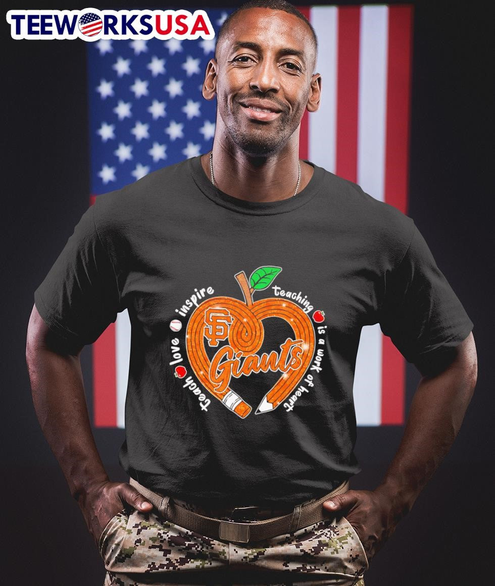 Teach love inspire teaching is a work of heart San - Adult & Kids T-Shirts, Sweatshirts & Hoodies apparel design preview 1