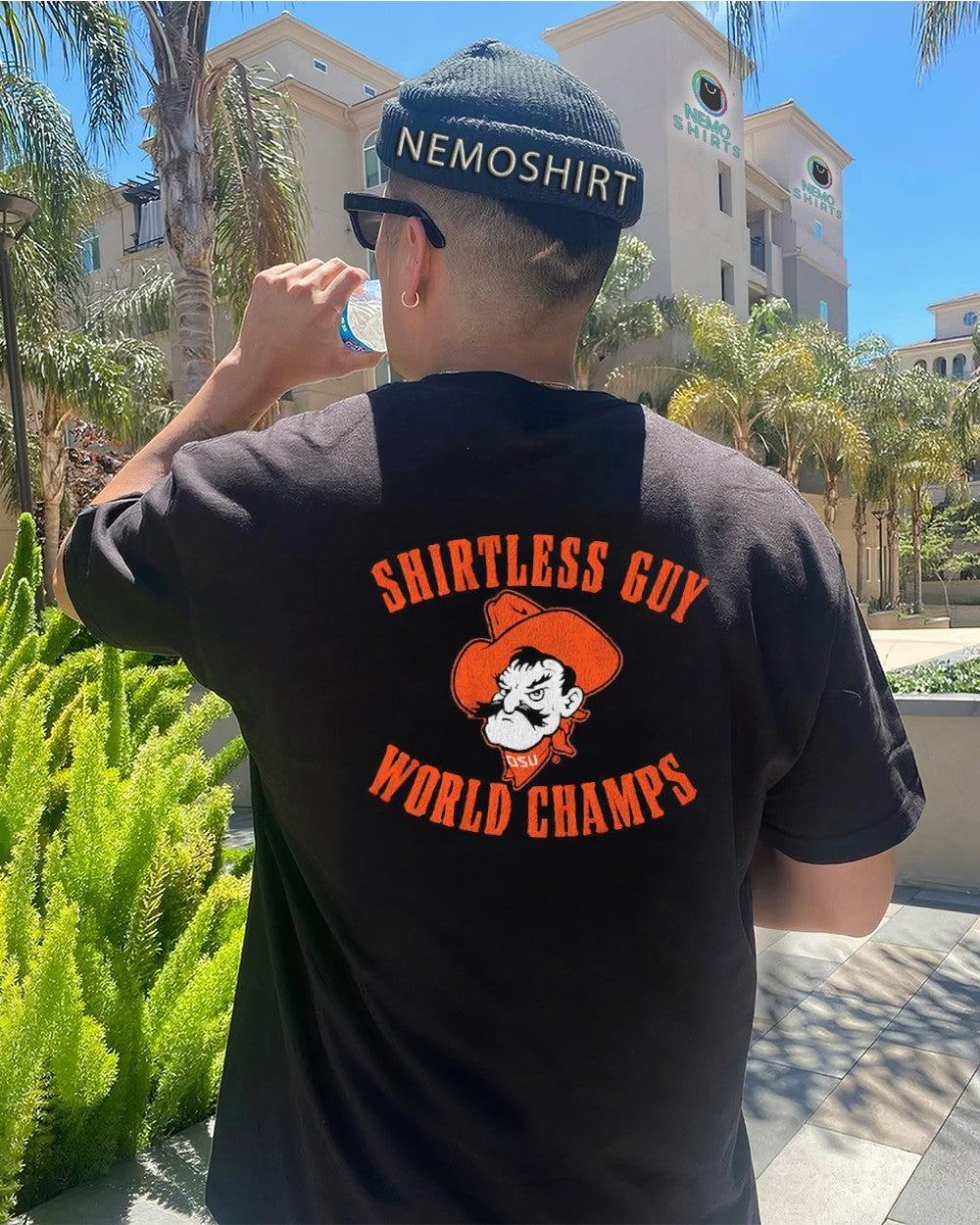 Shirtless guy world champs Oklahoma State Cowboys - Adult & Kids T-Shirts, Sweatshirts & Hoodies apparel design preview 4