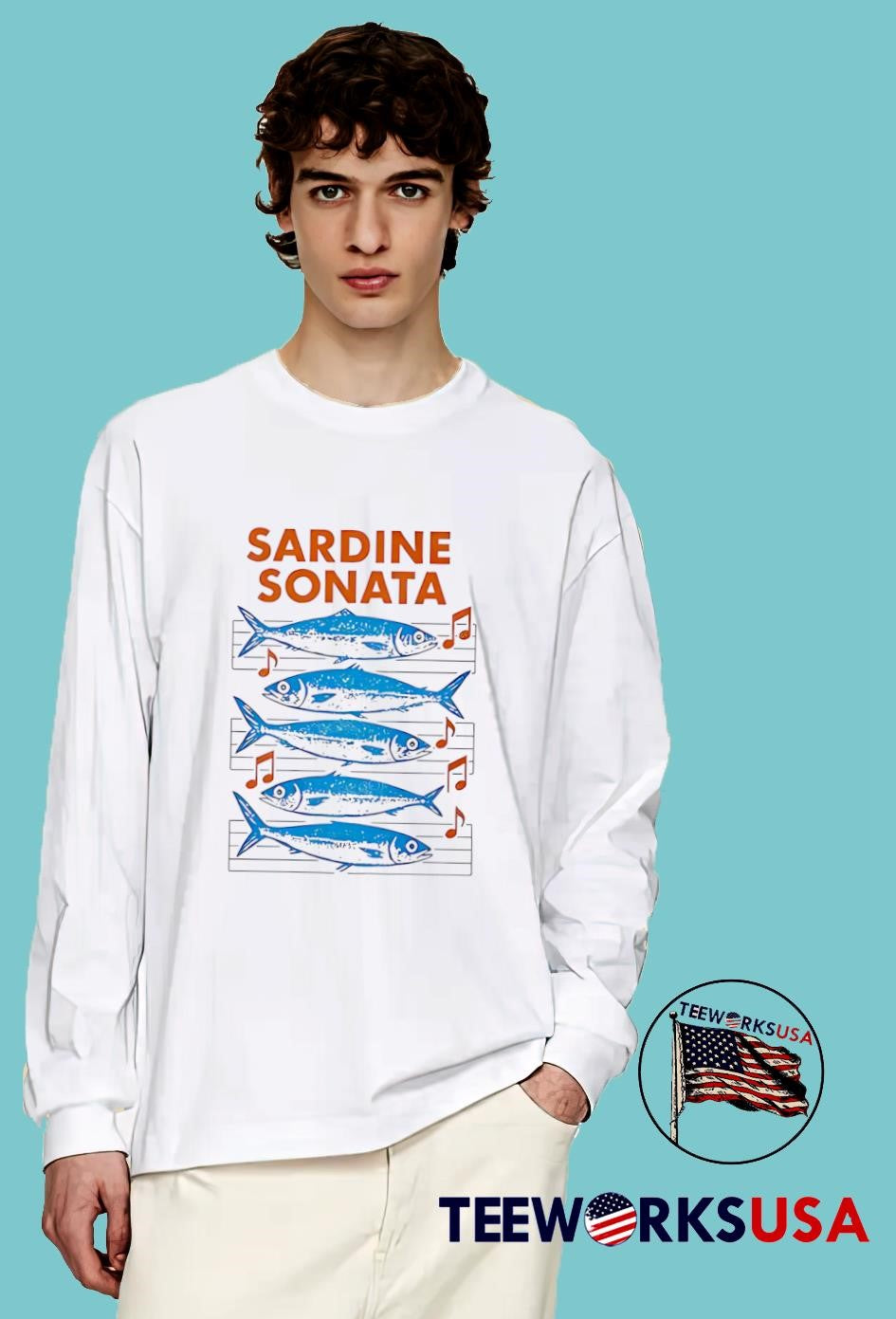 Sardine Sonata Fish - Adult & Kids T-Shirts, Sweatshirts & Hoodies apparel design preview 4