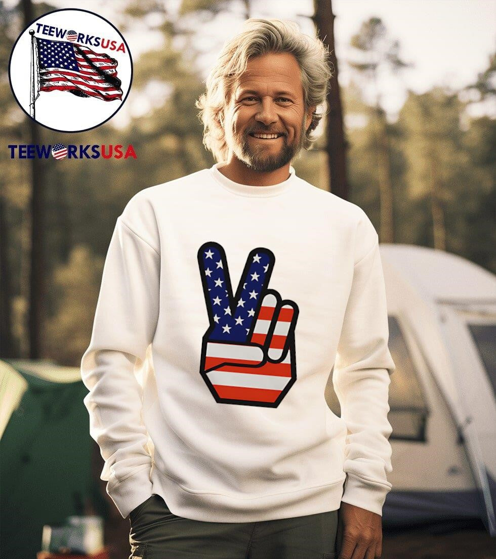 Kurt Cobain American flag peace hand - Adult & Kids T-Shirts, Sweatshirts & Hoodies apparel design preview 3