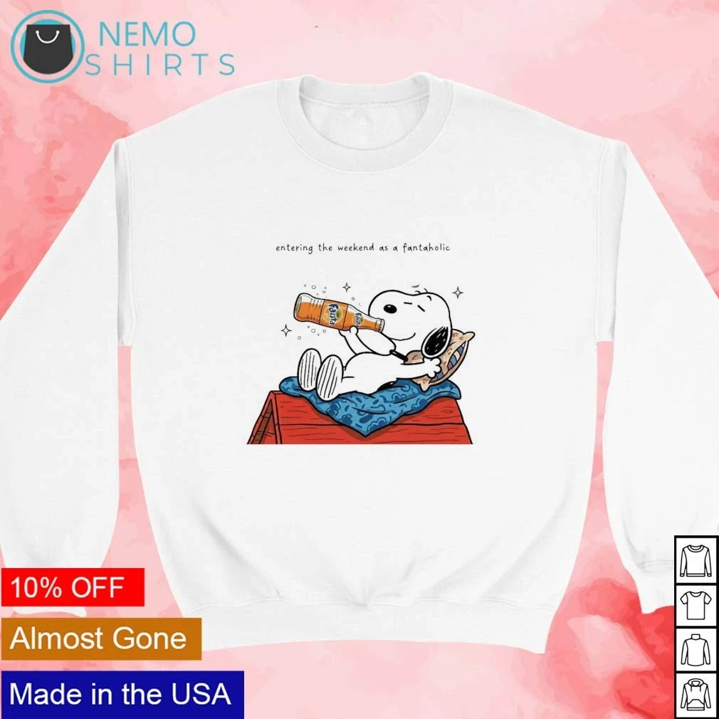 Snoopy Entering the Weekend as a Fantaholic - Adult & Kids T-Shirts, Sweatshirts & Hoodies apparel design preview 3