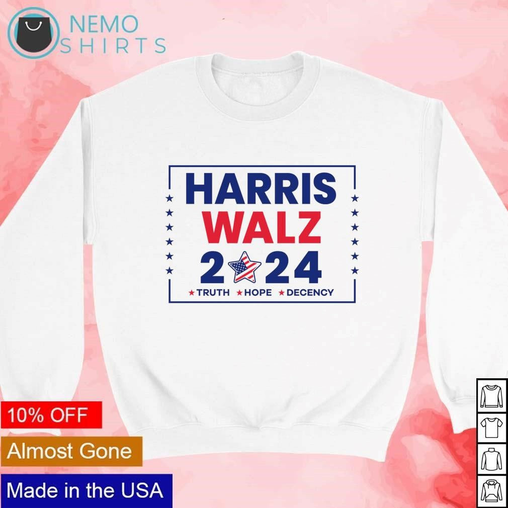 Harris Walz 2024 truth hope decency - Adult & Kids T-Shirts, Sweatshirts & Hoodies apparel design preview 4